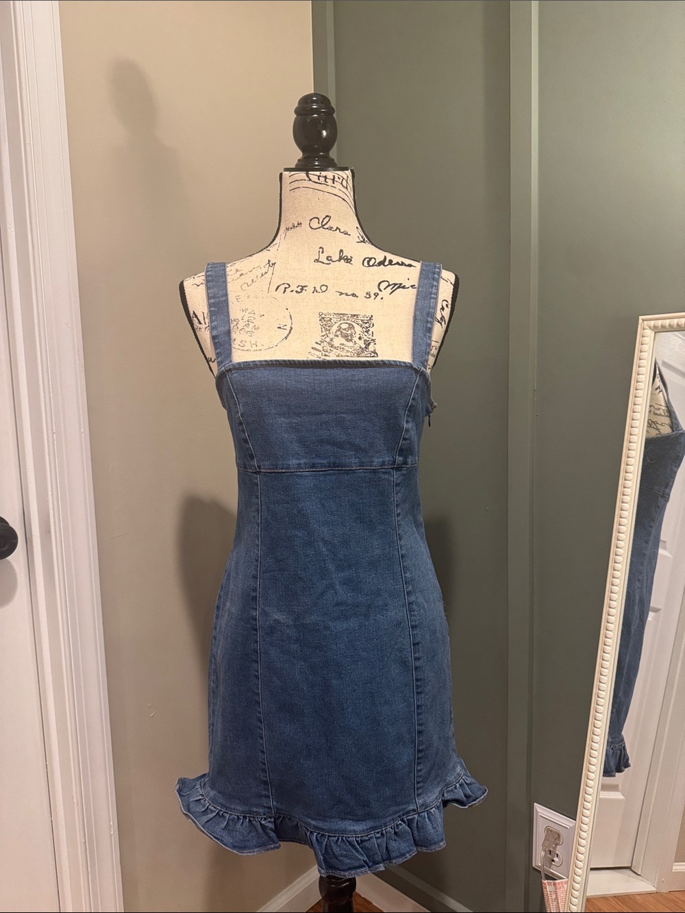 Forever 21 Denim Ruffle w/ Adjustable Strap Dress NWT
